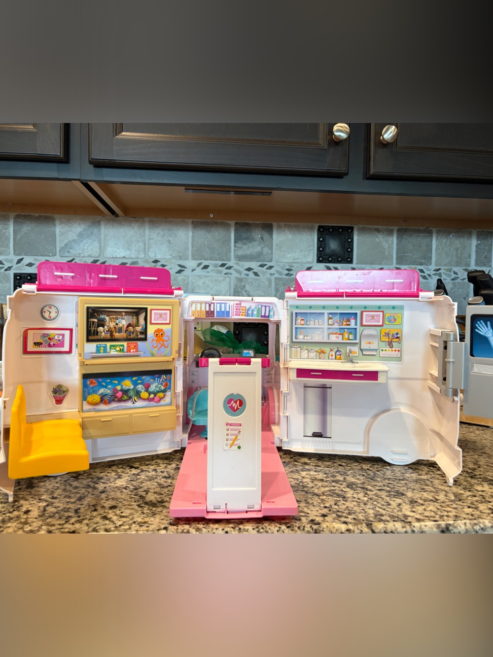 Barbie Pink Ambulance/Play Clinic Portable Medical Playset
